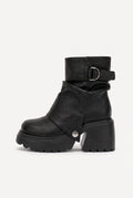 Women's Platform Boots Buckle Detail in Black — primary product