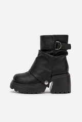 Women's Platform Boots Buckle Detail in Black — primary product
