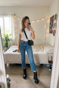 Women's Platform Boots Buckle Detail in Black — ugc mirror selfie