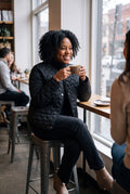 Women's Puffer Jacket Heart Quilted in Black — lifestyle cafe