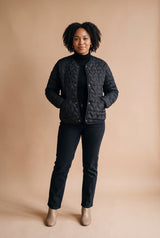 Women's Puffer Jacket Heart Quilted in Black — studio full