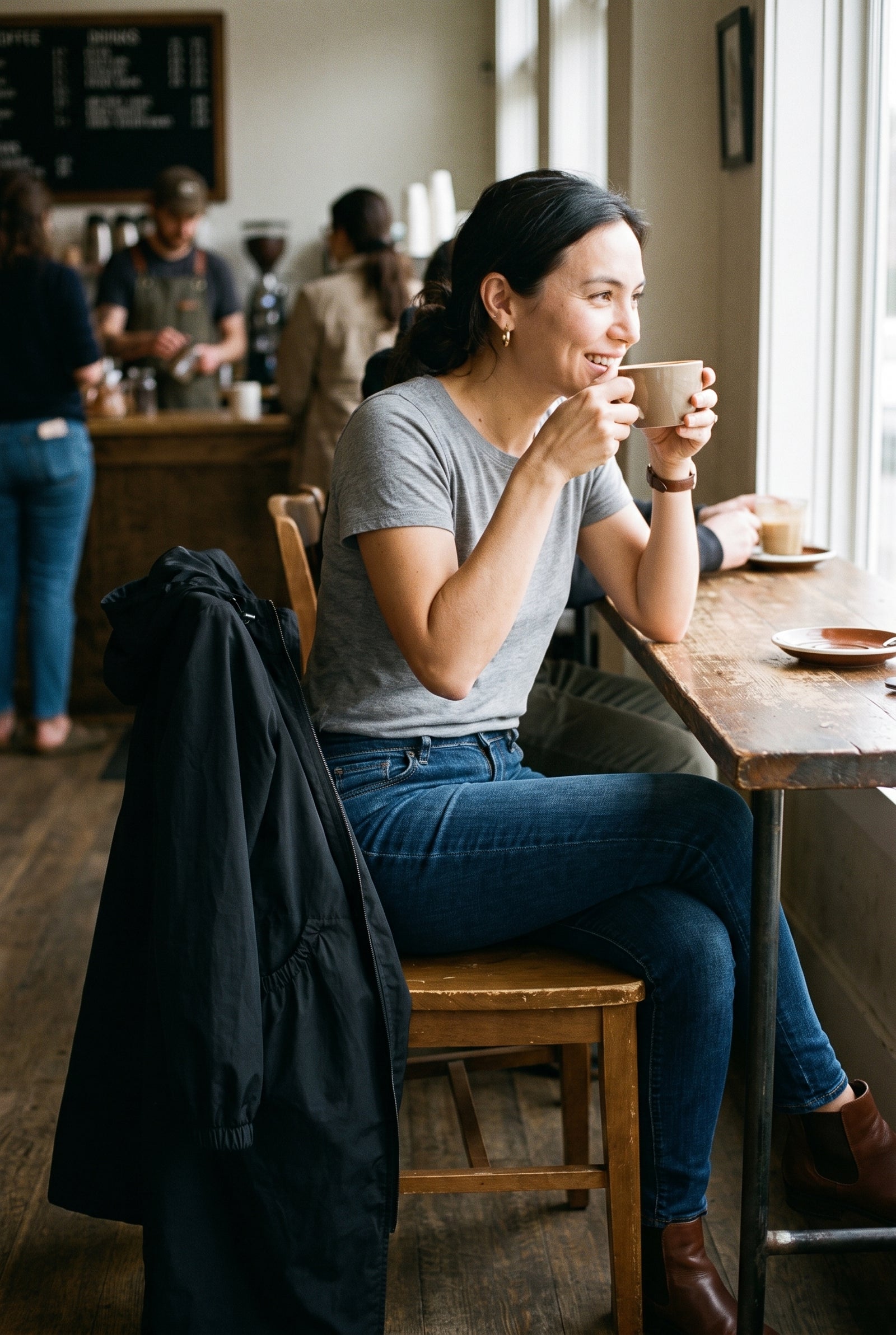 Women's Raincoat Long Elegant in Black — lifestyle cafe