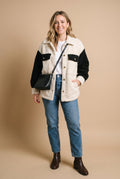 Women's Sherpa Jacket Relaxed Fit in Black — studio shot