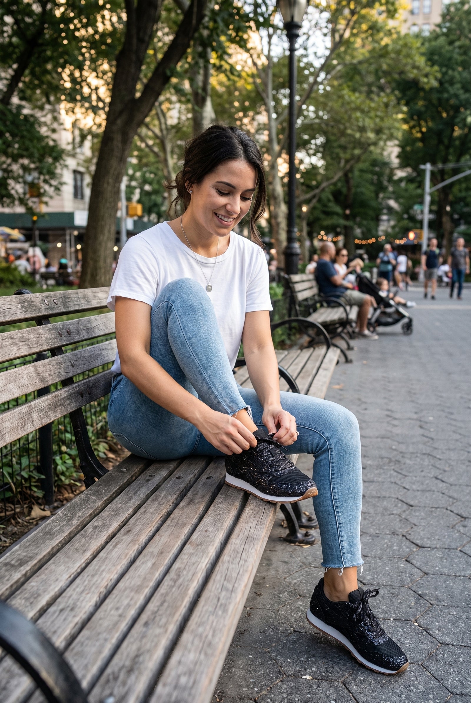 Women's Sneakers Glitter Low-Top in Black — lifestyle shot