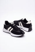 Women's Sneakers Stripe Detail in Black — clean white packshot