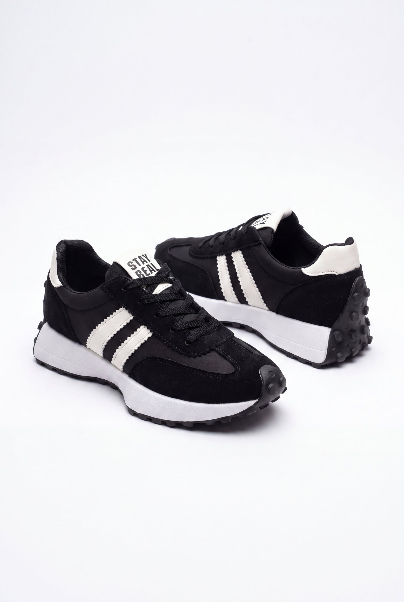 Women's Sneakers Stripe Detail in Black — clean white packshot