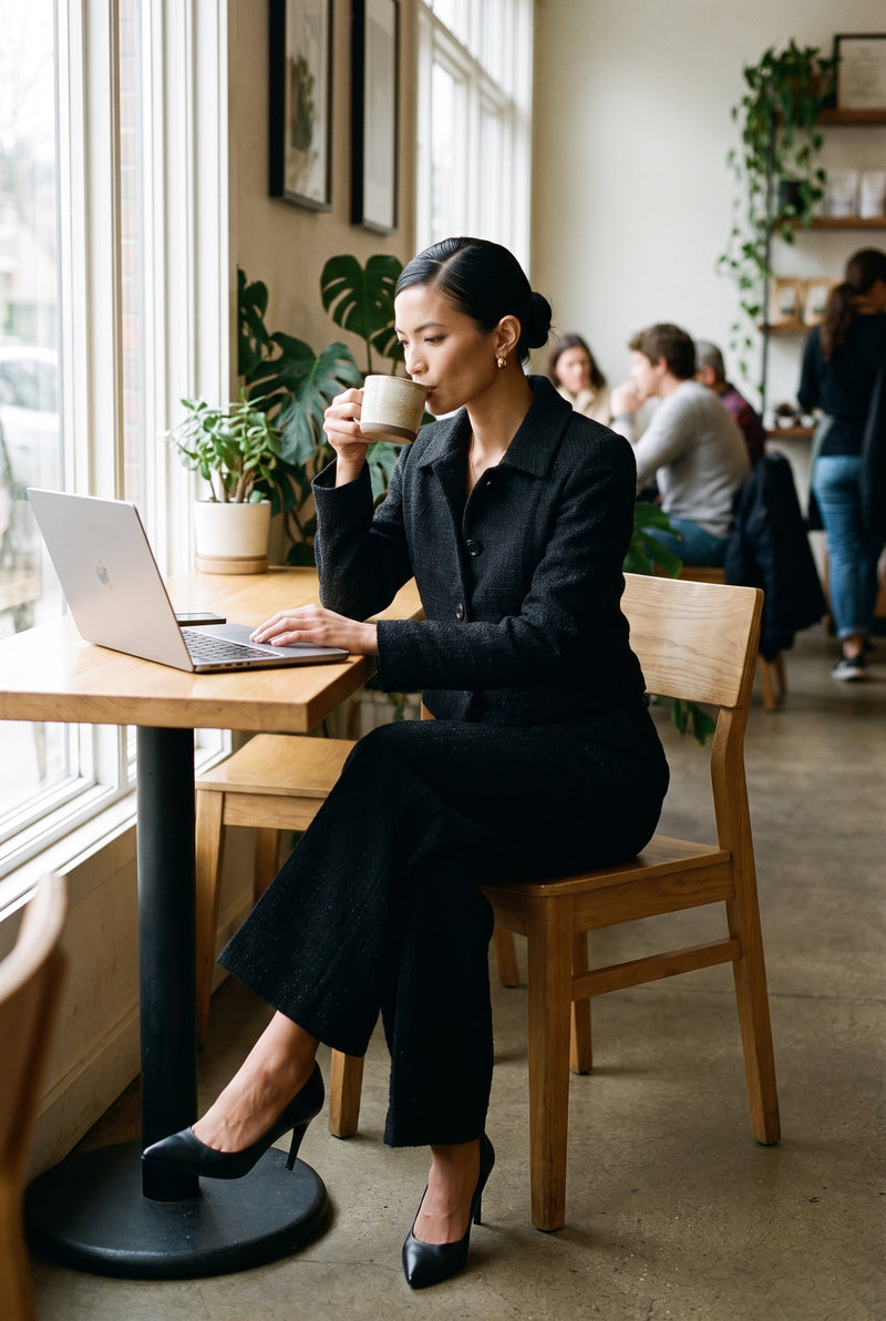 Women's Two-Piece Set Tailored Fit in Black — lifestyle cafe