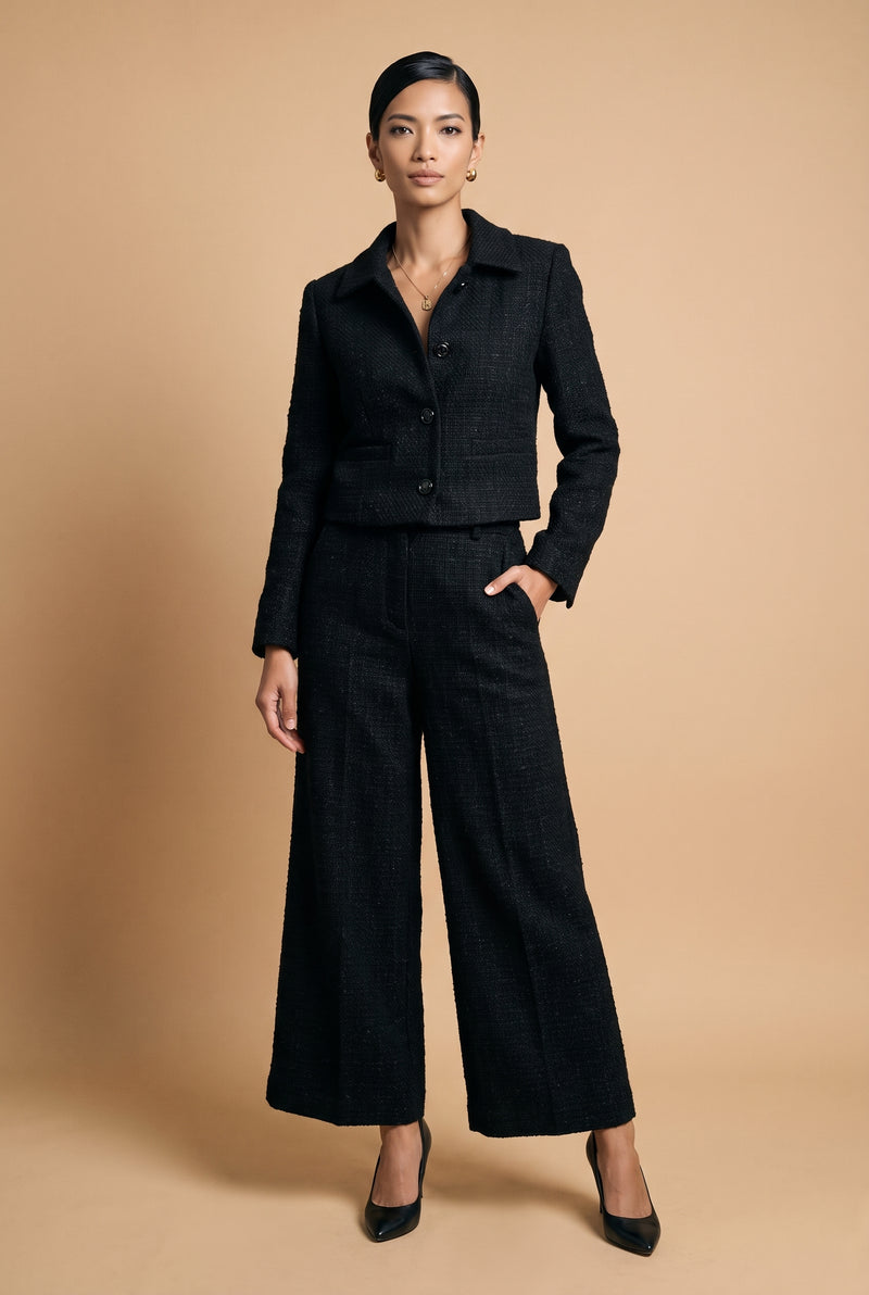 Women's Two-Piece Set Tailored Fit in Black — studio full body