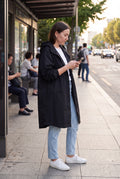 Women's Windbreaker Oversized Hooded in Black — lifestyle candid
