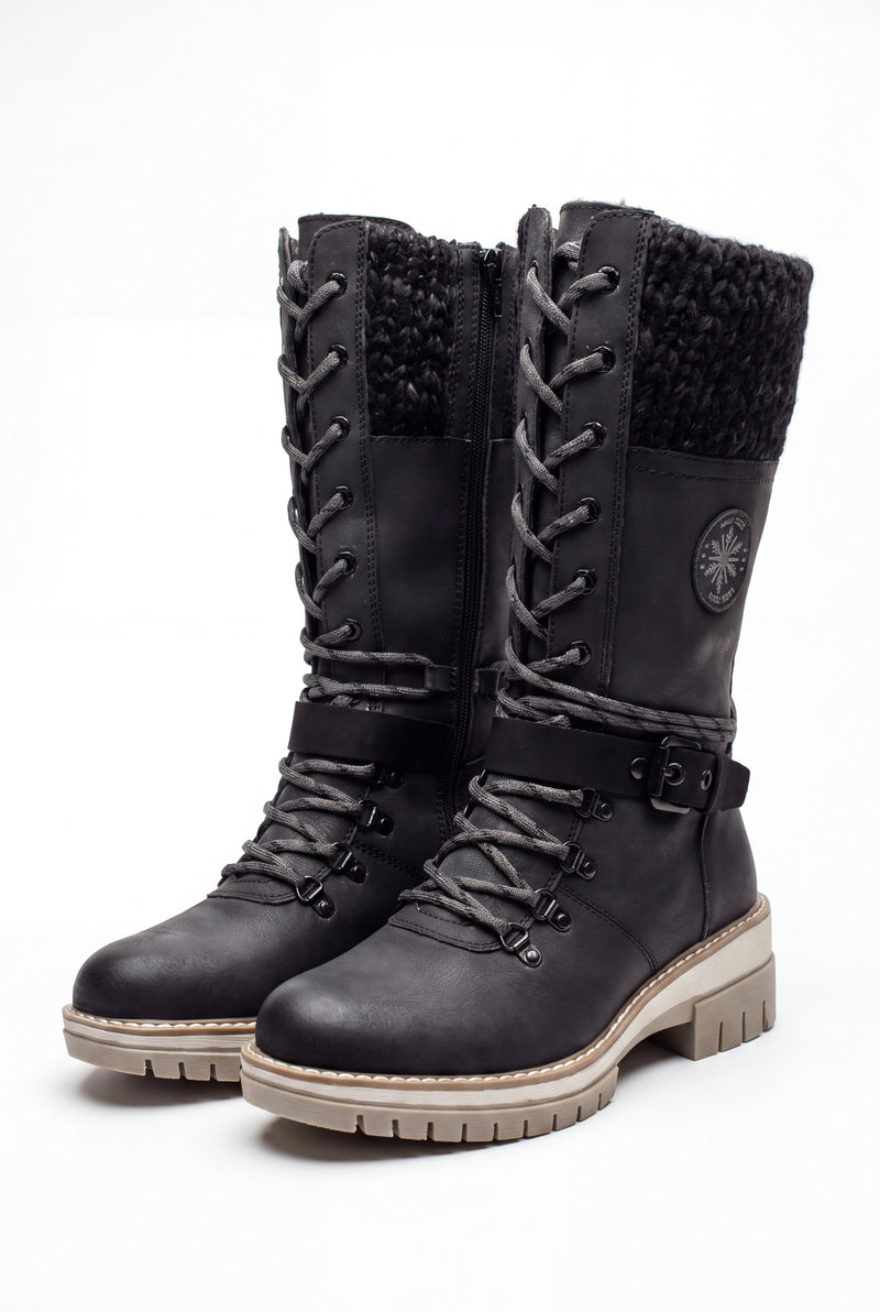 Women's Winter Boots Lace-Up High-Rise in Black — product packshot