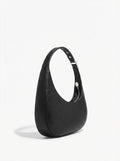 Black Women's Black Crescent Hobo Shoulder Bag with Adjustable Strap - Everyday handbag - Photo 1