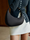 Black Women's Black Crescent Hobo Shoulder Bag with Adjustable Strap - Everyday handbag - Photo 3