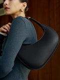 Black Women's Black Crescent Hobo Shoulder Bag with Adjustable Strap - Everyday handbag - Photo 5