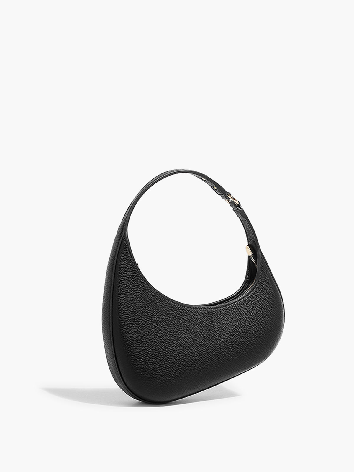 Black Women's Black Crescent Hobo Shoulder Bag with Adjustable Strap - Everyday handbag - Photo 8