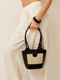 Black Women's Black Structured Mini Tote Bag with Pocket - Tote bags - Photo 3