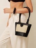 Black Women's Black Structured Mini Tote Bag with Pocket - Tote bags - Photo 5