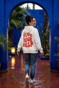 White Women's Bold Back Print Loose Fit Hoodie - Photo 19