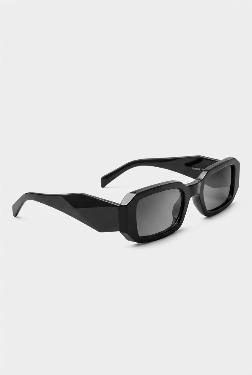 Black Women's Chunky Rectangular Cat Eye Sunglasses - Photo 1