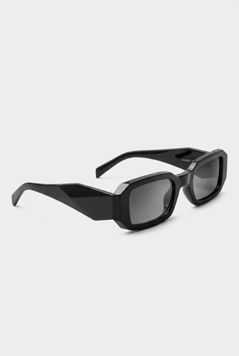 Black Women's Chunky Rectangular Cat Eye Sunglasses - Photo 1