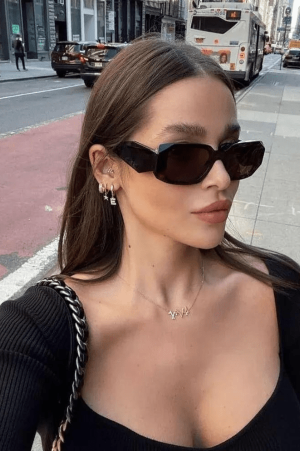 Women's Chunky Rectangular Cat Eye Sunglasses - Photo 2