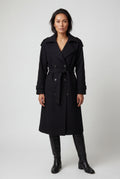 Black Women's Double-Breasted Belted -Blend Trench Coat - Trench coats - Photo 4