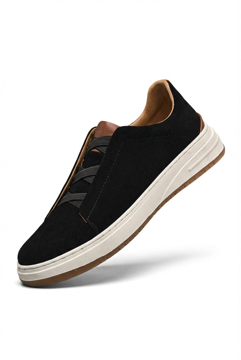 Black Women's Elastic Band Slip-On Sneakers with Contrast Sole - Photo 1