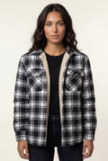 Black Women's -Lined Plaid Relaxed Shirt Jacket - Shirt jackets - Photo 2
