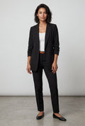 Black Women's Relaxed Notched Lapel Single-Breasted Casual Blazer - Casual blazers - Photo 7