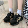 Black Women's Retro-Panel Chunky Sole Low-Top Sneakers - Photo 6