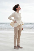 Cream Women's Ribbed Button-Front Peplum Cardigan - Cardigans - Photo 16