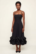 Black Women's Ruffled Hem Fit and Flare Midi Dress - Wedding guest dress - Photo 5