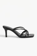 Black Women's Strappy Square-Toe Block-Heel Mules - Photo 1