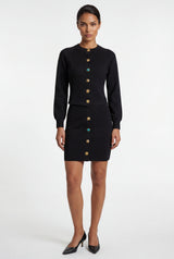 Black Women's Tailored Button-Front Cardigan and Skirt Set - Cardigan skirt set - Photo 1