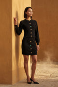 Black Women's Tailored Button-Front Cardigan and Skirt Set - Cardigan skirt set - Photo 4