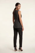Black Women's Tailored Button-Front Sleeveless Tank Top - Tank tops - Photo 6