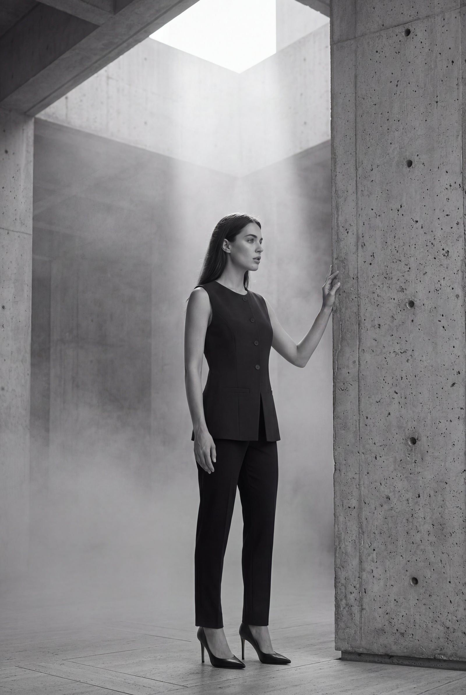 Black Women's Tailored Button-Front Sleeveless Tank Top - Tank tops - Photo 8