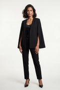 Black Women's Tailored Cape Blazer with Open Sleeves - Women's Blazers - Photo 3