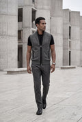 Gray Zip-front Colorblock Knitted Vest with Stand Collar - Knitted vests - Photo 14