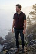 Burgundy Zip-front Colorblock Knitted Vest with Stand Collar - Knitted vests - Photo 18