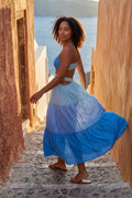 Blue Blue Ombre Cutout Tiered Maxi Dress with Ruched Bust - Photo 4