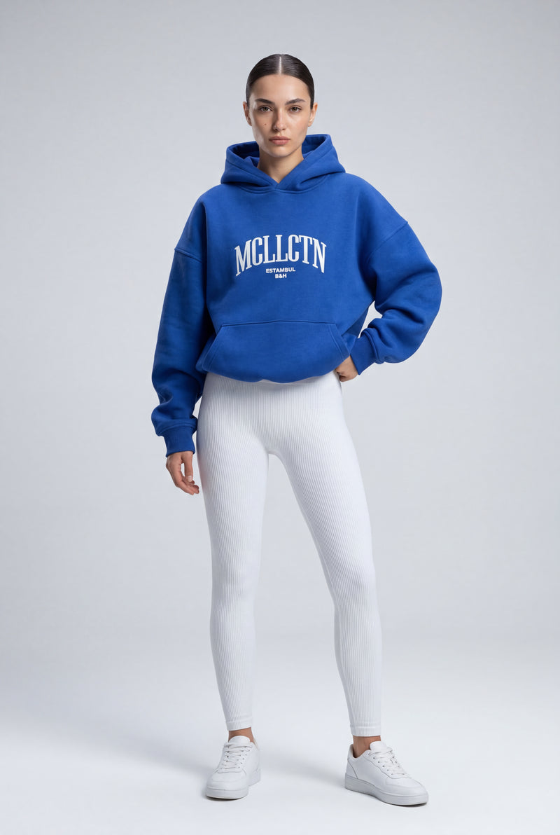Blue Bold Back Graphic Oversized Hoodie with Relaxed Fit - Photo 1