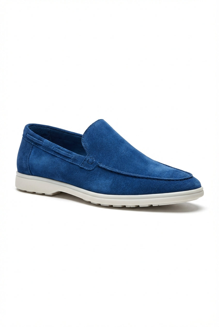 Blue Contrast Sole Slip-on Penny Loafers - Slip-on loafers - Photo 1