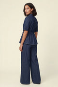 Blue Dark Indigo Wide-leg High-waist Pants - Wide leg pants - Photo 2