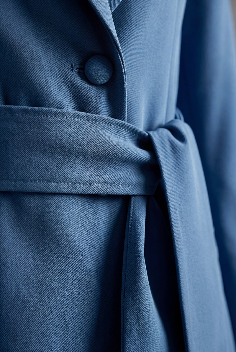 Blue Double-breasted Belted Blazer Mini Dress - Blazer dress - Photo 4