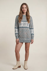 Blue Fair Isle Snowflake Relaxed Holiday Sweater - Photo 1