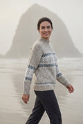 Beige Fair Isle Snowflake Relaxed Holiday Sweater - Photo 10