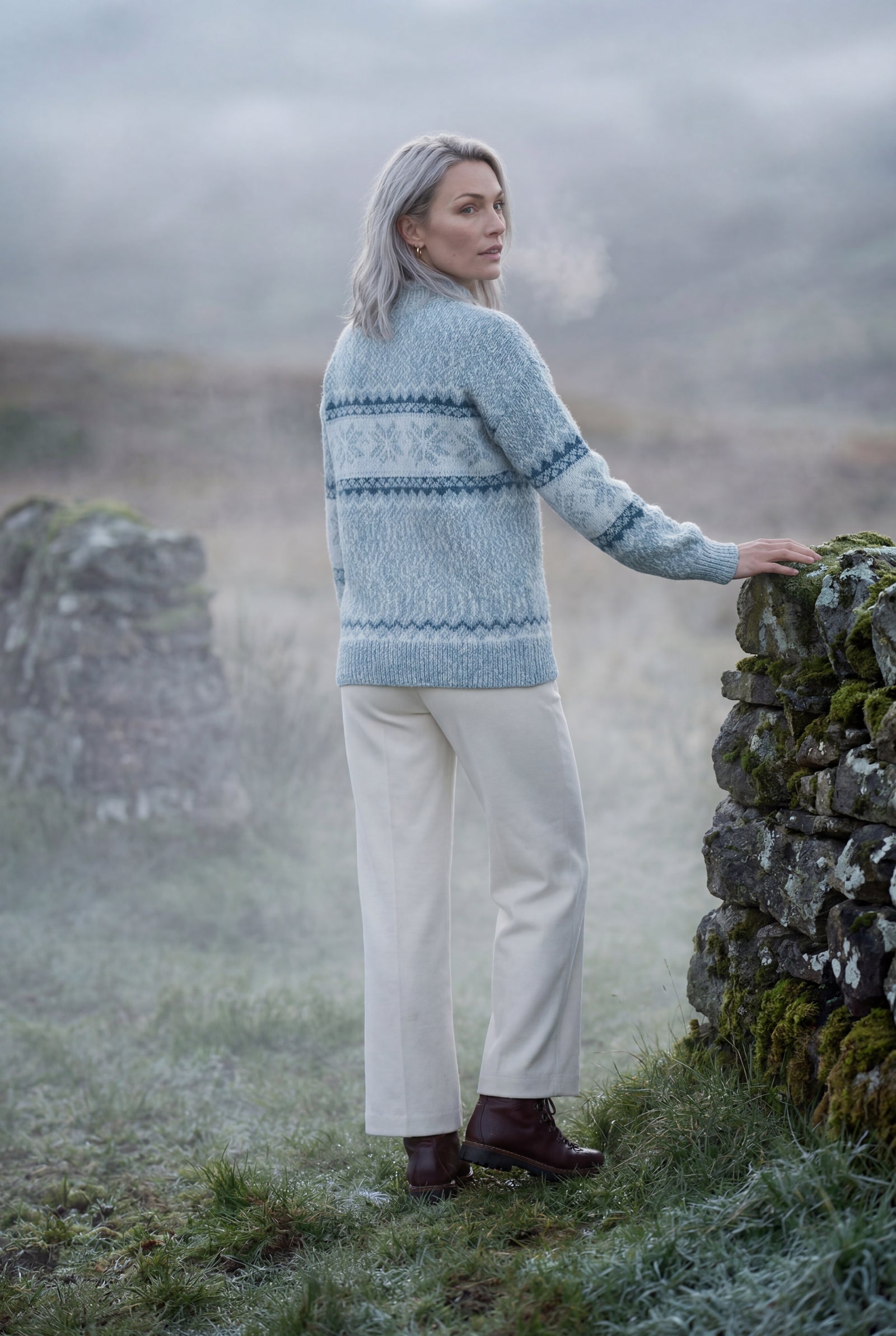 Blue Fair Isle Snowflake Relaxed Holiday Sweater - Photo 11