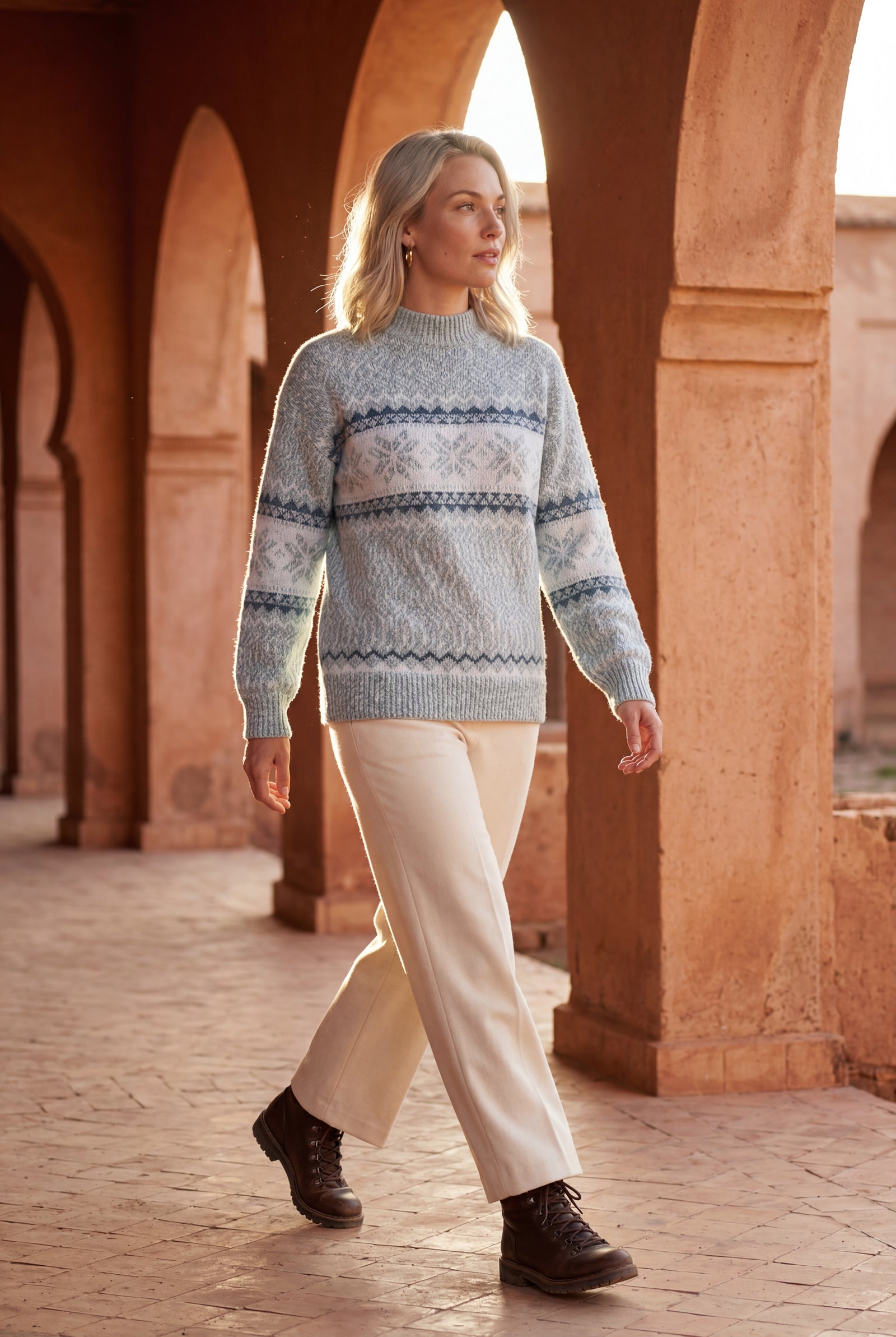 Blue Fair Isle Snowflake Relaxed Holiday Sweater - Photo 8