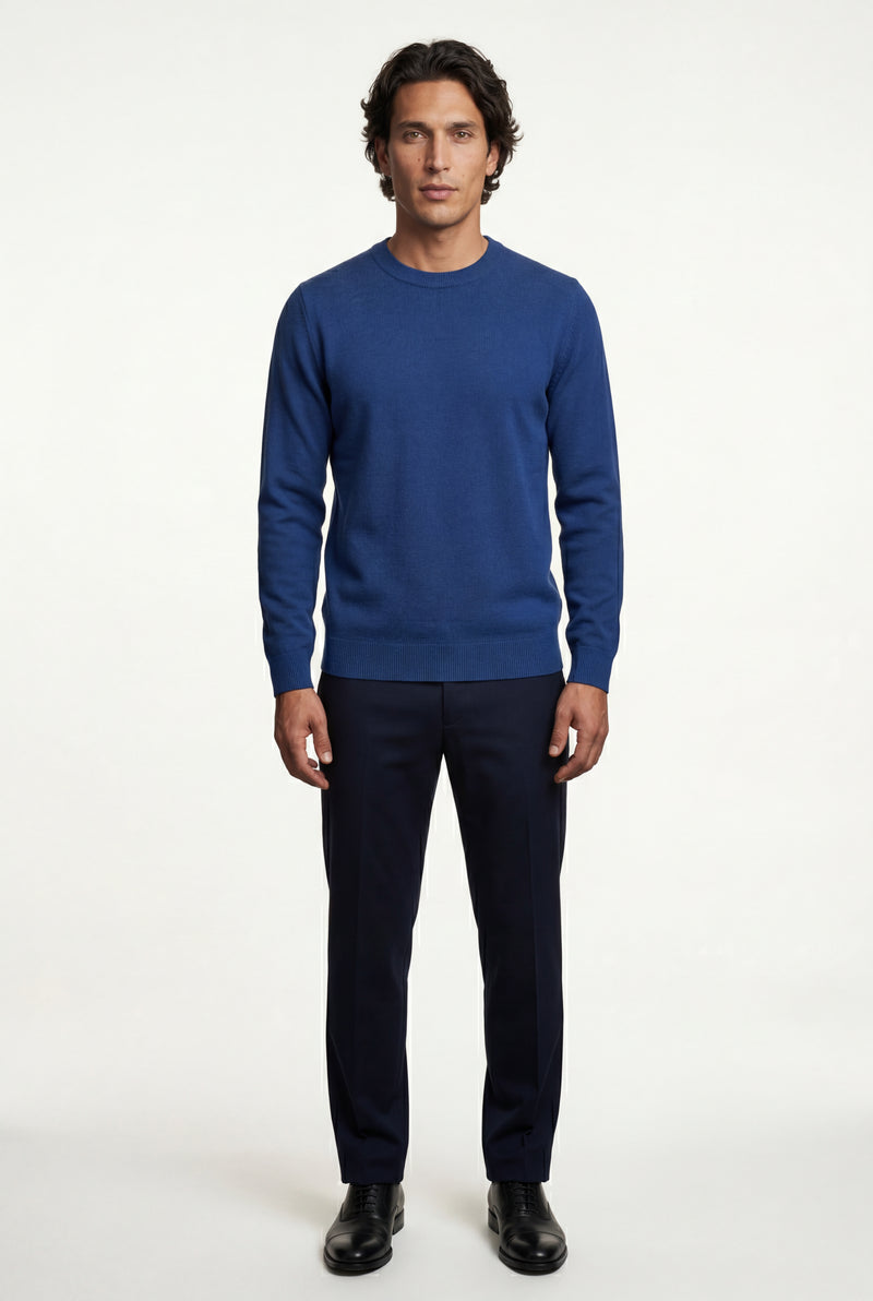 Blue Fine Classic Fit Crewneck Sweater - Classic fit sweater - Photo 3