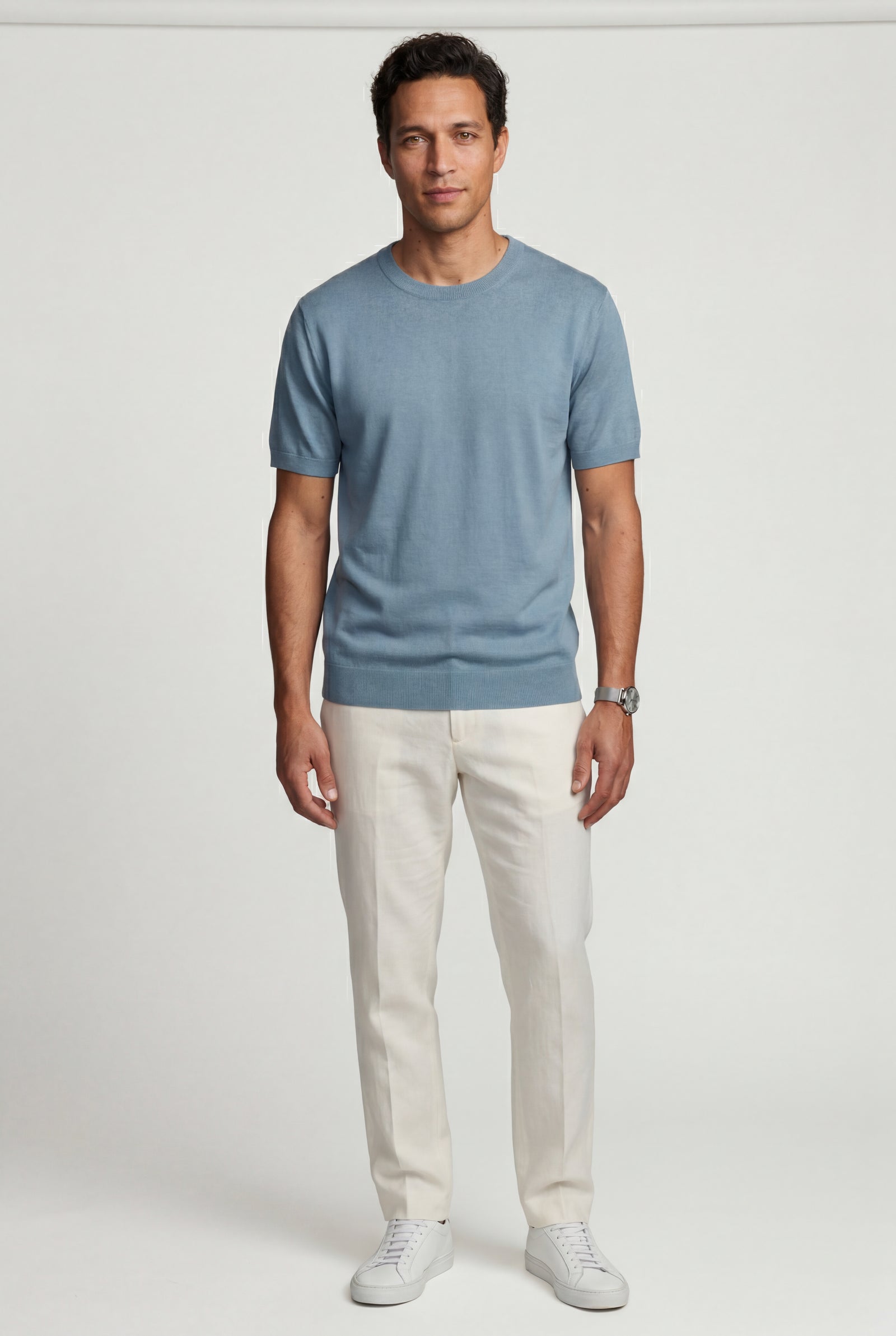 Blue Fine Relaxed Fit Short Sleeve T-shirt - Relaxed fit t-shirt - Photo 15
